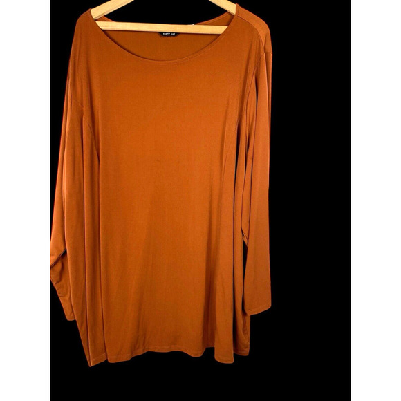 Susan Graver 5X Tunic Top Shirt Slinky Liquid Knit Burnt Orange Travel Comfort - Picture 3 of 6
